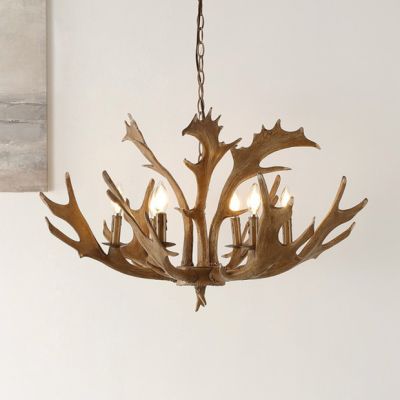 6 Light Hanging Antlers Chandelier