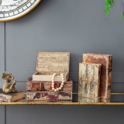 6 Piece Antiqued Decorative Book Box Set
