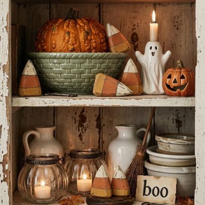 6 Piece Rustic Wooden Candy Corn Set
