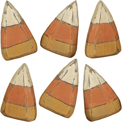 6 Piece Rustic Wooden Candy Corn Set