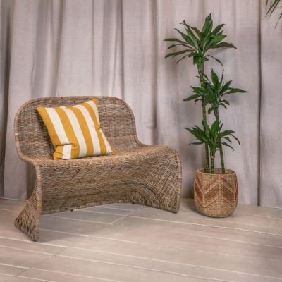 S Frame Woven Rattan Bench Natural