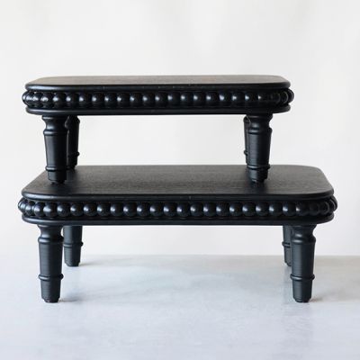 Dark Wood Pedestals Set of 2