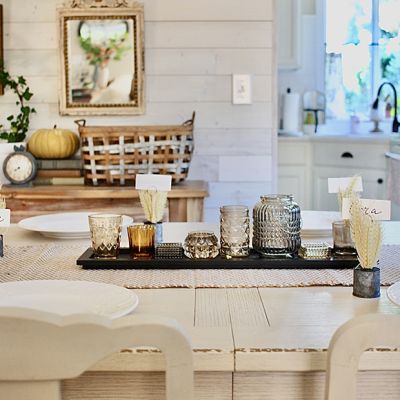 9 Piece Votive Holder on Tray Centerpiece Display Set