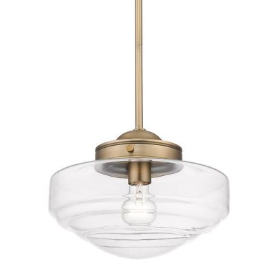Clear Glass Shade Pendant Light Modern Brass 12 Inch