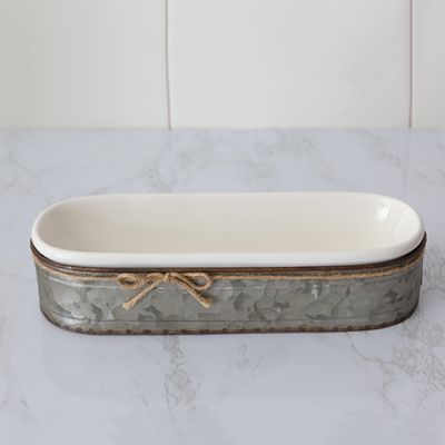 Tray In Galvanized Caddy 2 Pieces