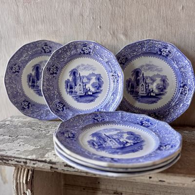 AFH True Vintage English Blue Transferware Plates Set of 6