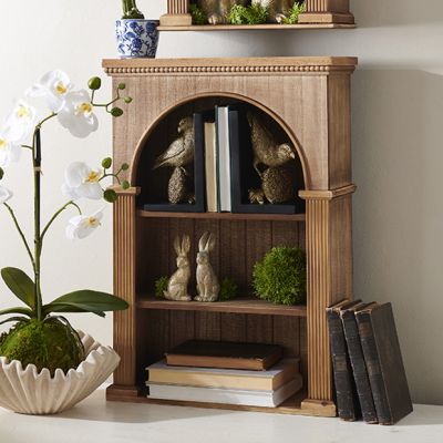 Beaded Wood Arched Wall Shelf