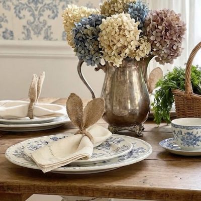 Bunny Ear Burlap Wrapped Napkin Ring