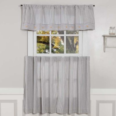 Classic Farmhouse Ticking Blue Stripe Valance
