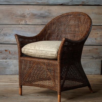 Hand Finished Rattan Accent Chair with Cushion