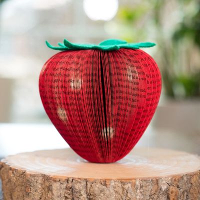 Handmade Repurposed Book Strawberry Accent Piece