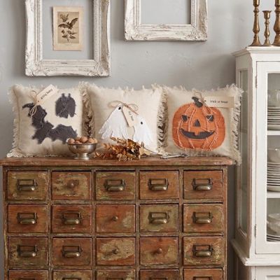 Primitive Raggedy Halloween Accent Pillows Assorted Set of 3