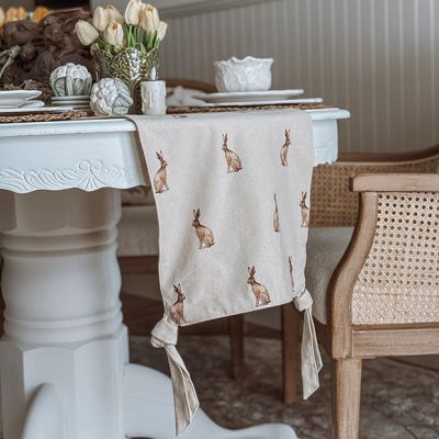 Rabbit and Gingham Check Table Runner
