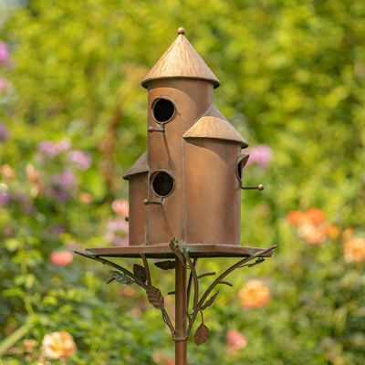 Triple Roost Garden Birdhouse Stake
