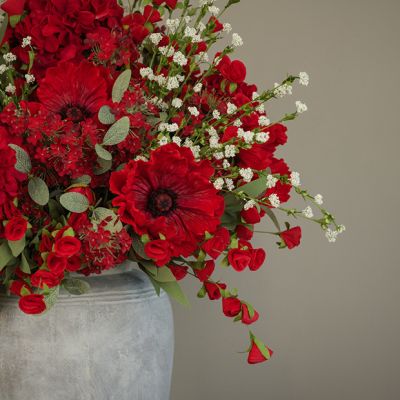 Vibrant Red Faux Yarrow Bush Stem Set of 4