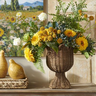 Woven Rattan Scalloped Urn Planters Set of 2