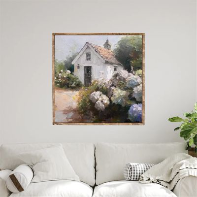 A Cottage Hidden Amongst The Hydrangeas Canvas Printed Wall Art