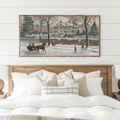 A Gentleman's Sleigh Ride Landscape Canvas Printed Sign