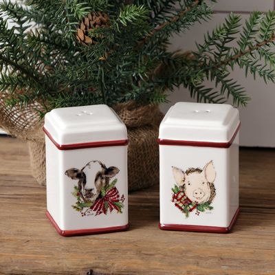 Farm Animal Christmas Salt and Pepper Shakers Set of 2