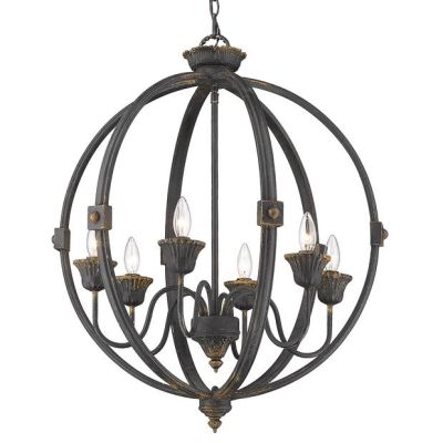 Rustic Cottage Antique Black Sphere Chandelier