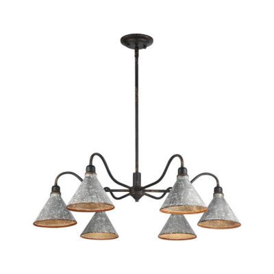 Rustic Homestead Chandelier In Antique Black With Galvanized Steel Shade