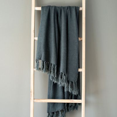 Washed Linen Tasseled Throw Blanket