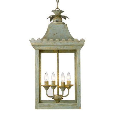 Scalloped Vintage Sage Iron Pendant Light
