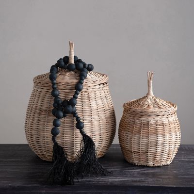 Acorn Shaped Basket With Lid Set of 2