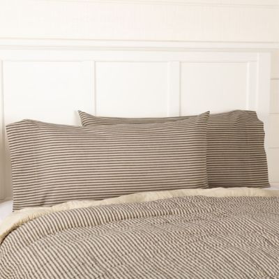 Rustic Farmhouse Ticking Stripe King Pillow Case Set of 2 Charcoal