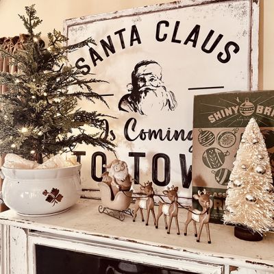 AFH Exclusive Santa Claus Is Coming To Town Black Gallery Wrapped Wall Art