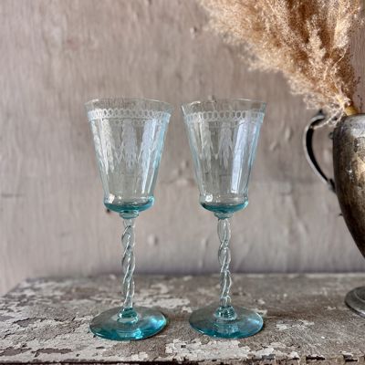 AFH True Vintage European Etched Goblets Set of 2