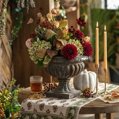 Aged Black Low Profile Pedestal Urn