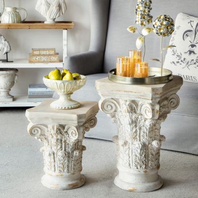 Aged Column Cap Pedestal Stand