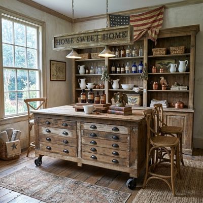 Aged Crafters Work Station On Casters