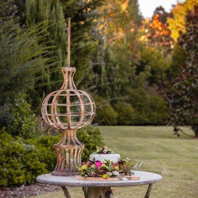 Aged Lattice Sphere Garden Ornament