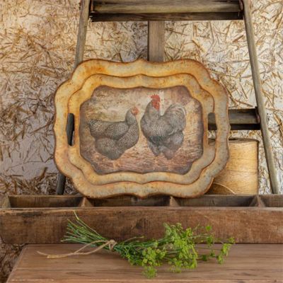 Aged Metal Chicken Tray