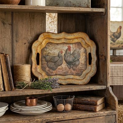 Aged Metal Chicken Tray