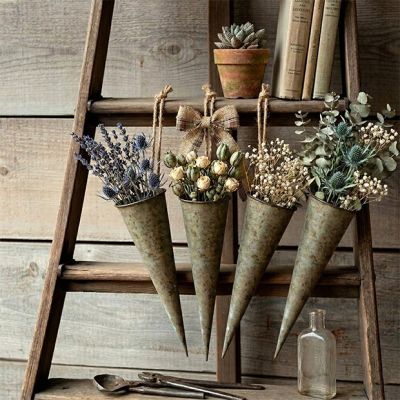 Aged Metal Posey Holder Set of 4