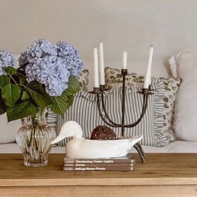 Aged Metal Taper Candle Candelabra