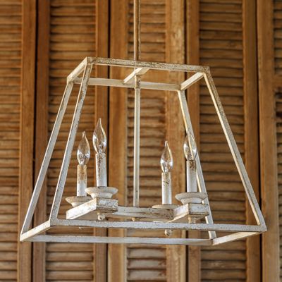 Aged Metal Trapezoid Pendant Light