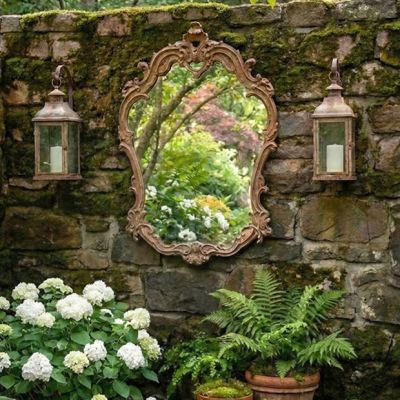 Aged Ornate Chateau Mirror