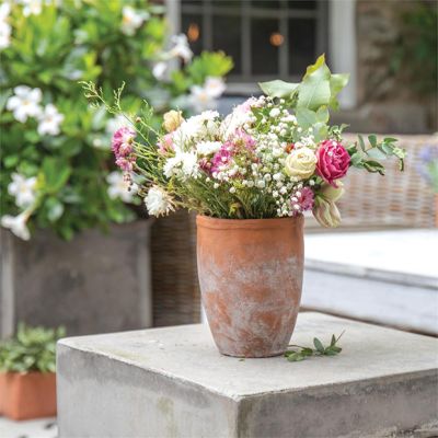Aged Round Cement Planter Pot Set of 4