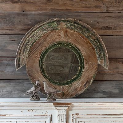 Aged Round Dormer Window Mirror