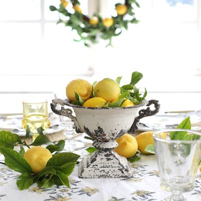 Aged White Metal Urn Planter
