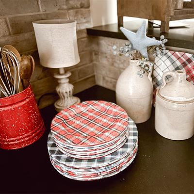 All American Plaid Salad Plate Set of 4