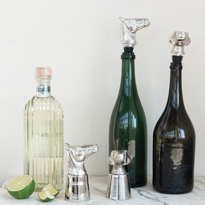 Aluminum Dog Head Cocktail Jigger and Bottle Stopper Set