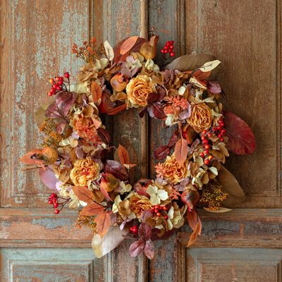Amber Autumn Faux Floral Wreath
