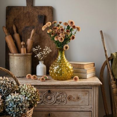 Amber Cottage Hobnail Glass Vase