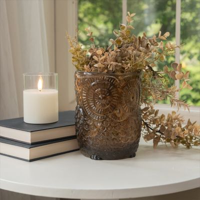 Amber Glass Owl Vase