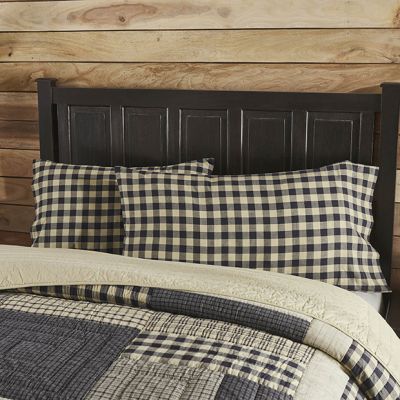 Americana Country Navy Check Pillow Case Set of 2 King
